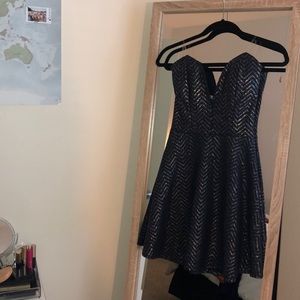 Navy Chevron Sparkle Dress